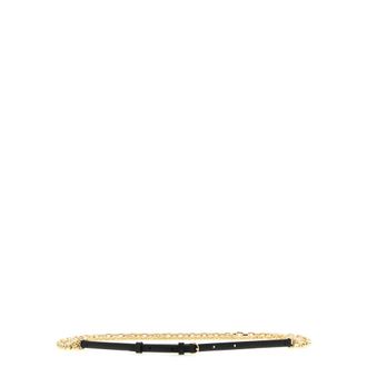 Pinko Pinko, Accessoires, Dames, Geel, M, Leer, Leren Riem met Drie-Keten Voorkant