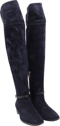Burberry Womens Suede Buckled Accent Knee-High Boot (Authentic Pre-Loved)