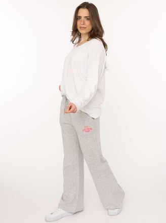 Zwillingsherz Sweathose ZWILLINGSHERZ Feel Good Club, Damen, Gr. L/XL, N-Gr, light gray melange, Sweatware, Obermaterial: 60% Baumwolle, 40% Polyester, bestickt, un