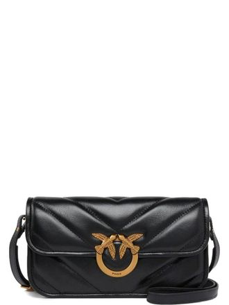 Pinko Quilted Nappa Leather Shoulder Bag With Gold-Tone Clasp