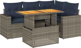 vidaXL Vidaxl - Set Divano Da Giardino 5 Pz Con Cuscini Grigio In Polyrattan