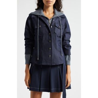 Cinq &agrave; Sept Canyon Mixed Media Denim Jacket in Indigo/Heather Grey at Nordstrom Rack, Size 00