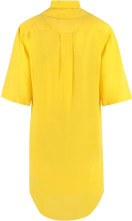 Equipment Womens Belted Shirtdress Yellow Silk Dress