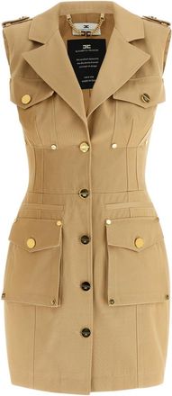 Elisabetta Franchi Beige Double-breasted dress