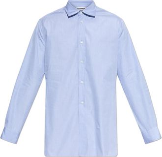 Jil Sander Losvallend overhemd - Heren - Zakelijke Overhemden - Blauw - XL - Katoen - Overhemden