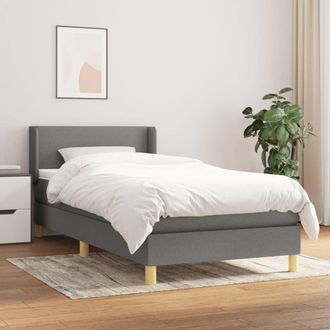 vidaXL Cama Box Spring Con Colch&oacute;n Tela Gris Oscuro 100x200 Cm Vidaxl