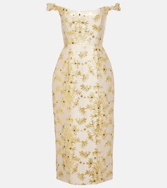 Markarian Amina off-shoulder silk-blend midi dress