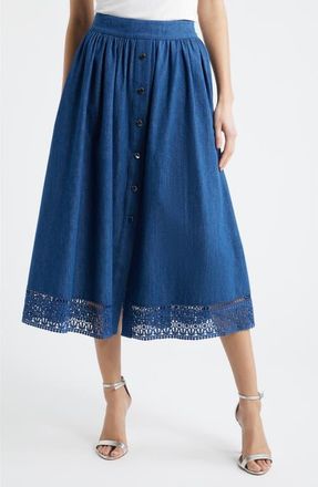 Elie Tahari The Laylee Denim Skirt in Dark Denim at Nordstrom, Size X-Small