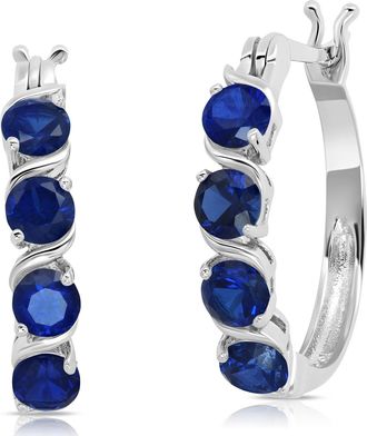 MAX + STONE Sterling Silver Round Gemstone Statement Hoop Earrings