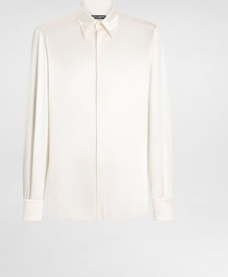 Dolce & Gabbana Silk Satin Martini-fit Shirt - Man Shirts White 42