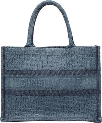 Dior Pre-owned Womens Medium Oblique Denim Book Tote - Blue Textile - One Size