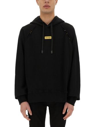 Versace Jeans Couture Black Logo Relaxed Hoodies