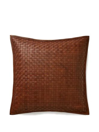 Ralph Lauren Home Atwood kussen van geweven leer (55,9cm x 55,9cm) - Bruin
