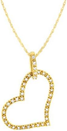 House of Brilliance 10K Yellow Gold 1/4 cttw Prong Set Diamond Open Heart 18 Pendant Necklace at Nordstrom