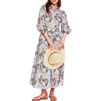 Boden Clara Floral Print Cotton Maxi Shirtdress in Multi, Walled Garden at Nordstrom Rack, Size 6
