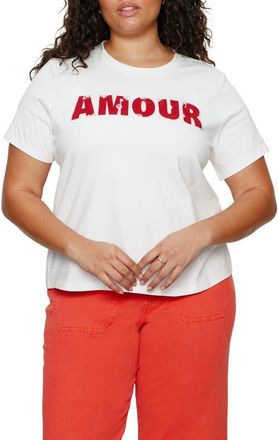 Sanctuary Embellished Organic Cotton Graphic T-Shirt in White/Cherry Lacquer at Nordstrom, Size 2 X