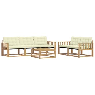 vidaXL Conjunto De Sof&aacute;s De Exterior 6 Pcs Blanco Y Crema Vidaxl