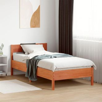 vidaXL Vidaxl - Cama Sin Colch&oacute;n Madera Maciza De Pino Marr&oacute;n Cera 100x200 Cm
