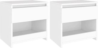 vidaXL Vidaxl - Mesitas De Noche 2 Uds Madera Contrachapada Blanco 40x30x39 Cm