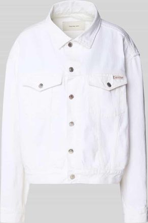 Calvin Klein Jeans Jeansjacke mit Label-Patch in Weiss, Größe XL
