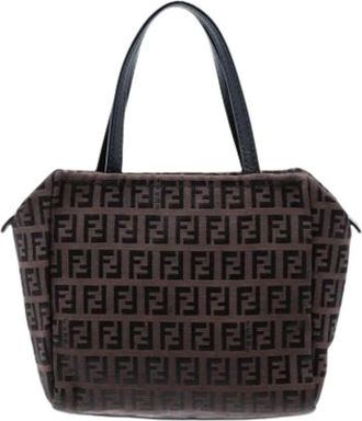 Fendi Pre-owned Canvas Tote Bag - Dames - Vintage Shopper - Bruin - ONE Size - Leer - Vintage