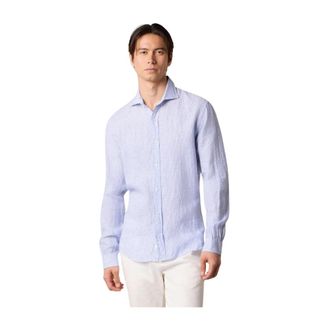 Brooks Brothers Slim Fit Linnen Overhemd met Spread Collar - Heren - Casual Overhemden - Blauw - 2XL - Linnen - Overhemden