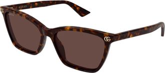 Gucci Cat-Eye Zonnebril - Dames - Zonnebrillen - Bruin - 56 MM - Accessoires