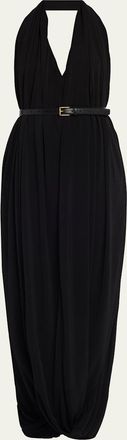 Loewe Backless Draped Crepe Maxi Dress