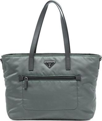 Prada Pre-owned Tote Bags, female, Gray, Size: ONE SIZE Pre-owned Nylon Tote Bag