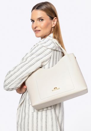 Wittchen Dames handtas met uitneembaar etui, cr&egrave;me, natuurlijk leer