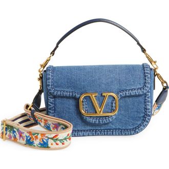 Valentino Garavani Alltime Denim Shoulder Bag in Dark Denim at Nordstrom