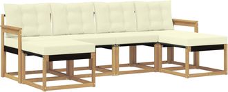 vidaXL Conjunto De Sof&aacute;s De Exterior 6 Uds. Blanco Y Crema Vidaxl