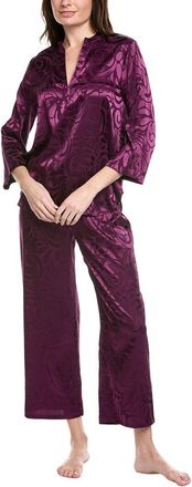 Natori 2Pc Scroll Satin Jacquard Pajama Set