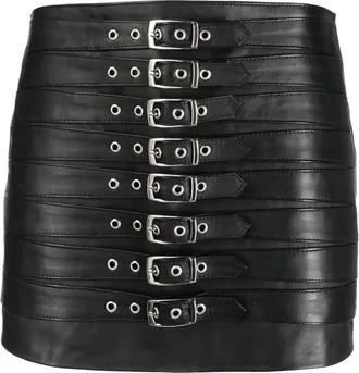 Manokhi multiple belts mini skirt - women - Viscose/Leather/Polyester - 36 - Black