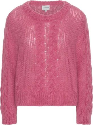 Americandreams Louisa Cable Knit Pullover - Dames - Ronde hals truien - Roze - L - Wol - Truien & Vesten
