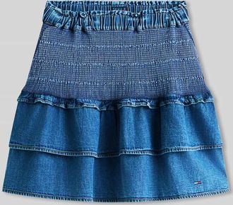 Tommy Jeans Denim Minirock aus reiner Baumwolle mit Volants in Jeansblau, Gr&ouml;&szlig;e XL