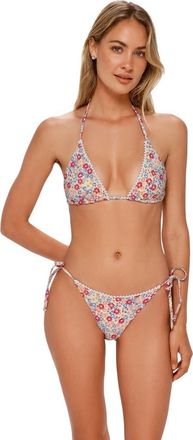 Swim Systems Pom Pom Tie Side Bikini Swim Bottoms in Prairie Petals at Nordstrom, Size X-Large
