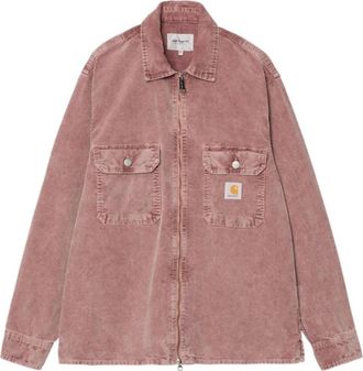 Carhartt Work in Progress Ribfluwelen Overhemdjas met Rits - Heren - Spijkerjassen - Roze - XL - Katoen - Jassen