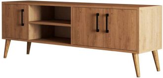 Dmora Dmora - Mueble De Televisi&oacute;n Tiaki, Aparador De Sal&oacute;n, Mueble Bajo Para Tv, Base De Pared Equipada, 150x34 H52 Cm, Roble