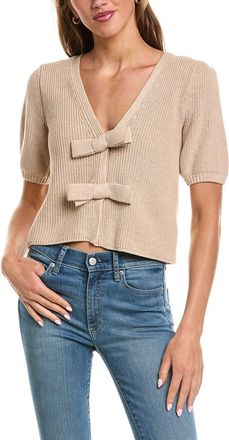 525 america Shaker Puff Sleeve Bow Front Cardigan
