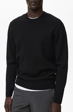 Mango Regular Fit Crewneck Sweater in Black at Nordstrom, Size Medium