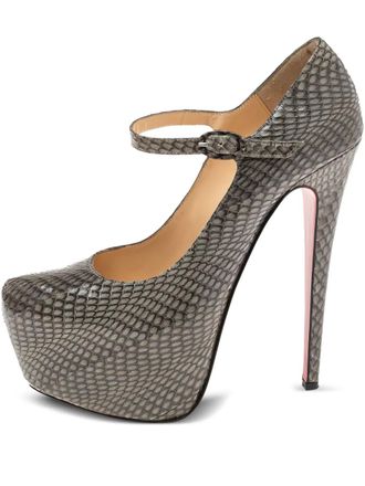 Christian Louboutin 130mm Lady Daf snakeskin platform Mary-Jane pumps - Grey
