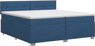 vidaXL Cama Box Spring Con Colch&oacute;n Con Cabecera Azul 200 X 200 Cm Tela Vidaxl