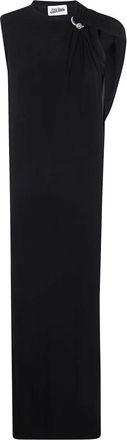 Jean Paul Gaultier Dubbele laag lange jurk met piercing - Dames - Maxi kleedjes - Zwart - XS - Kleedjes