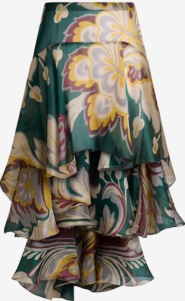 Etro Midi-Volantrock aus bedrucktem Organza