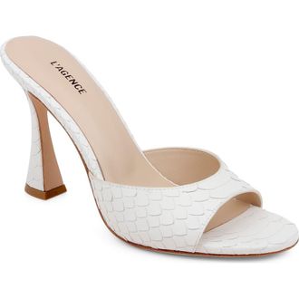 L'agence Avery II Snake Print Embossed Leather Sandal in White Snake at Nordstrom, Size 6.5