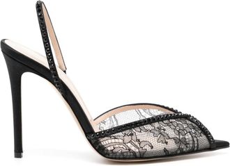 Andrea Wazen 105mm Katy slingback pumps - women - Polyacrylic/Viscose/Polyester/Silk/Kid Leather/Kid Leather - 40 - Black
