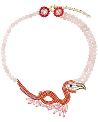 Eyecandy LA Eye Candy La Flamingo Agate Beaded Statement Necklace