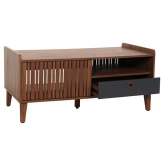 Hhg Mesa De Centro Hhg 413, Mesa De Sal&oacute;n, Mesa De Sof&aacute;, 52x114x59cm, Aspecto Nogal, Caj&oacute;n Gris Oscuro