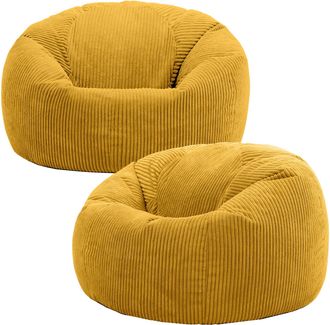 Icon Brand Kingston Classic Beanbag, Corduroy 2 Pack in Yellow